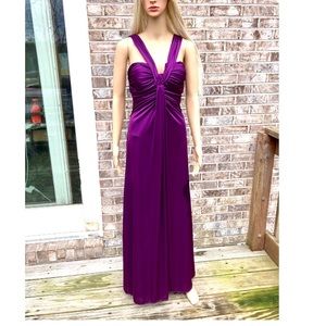 90s Vintage Dark Purple Draped Prom Halter Dress